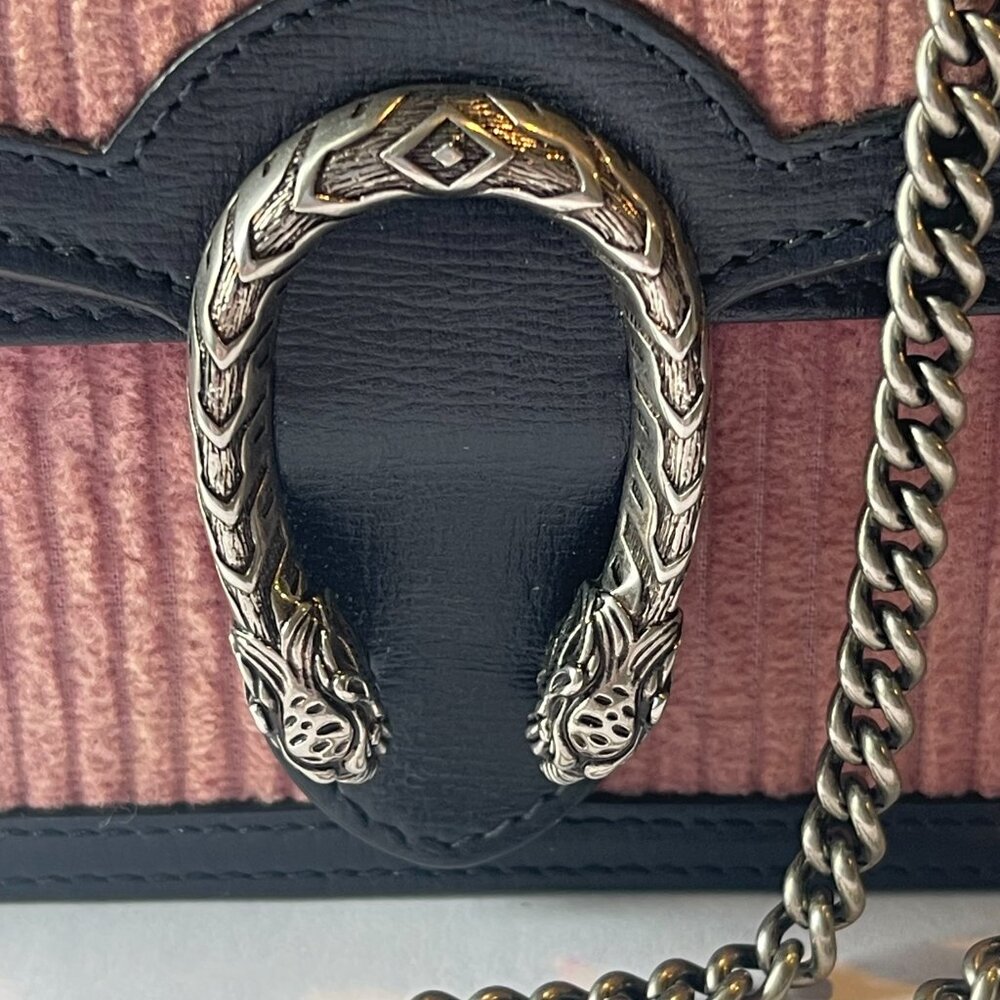 Gucci Dionysus Mini Pink Corduroy and Leather Shoulder/Crossbody Bag - Preowned - Picture 9 of 16